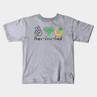 PEACE LOVE LUCK Kids T-Shirt